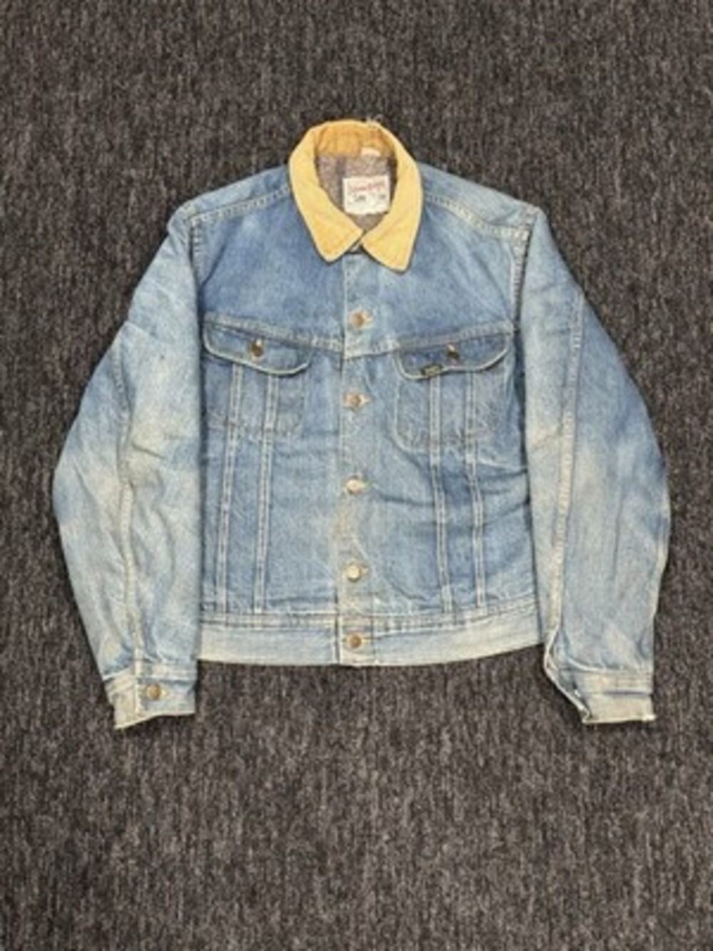 Rare True 70s Vintage Lee Storm Rider Men's Denim Jacket - Real Wool Lining Lrg